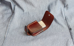 Mens Brown Leather Standard Zippo Lighter Cases Handmade Black Zippo Lighter Holder with Belt Clip - iwalletsmen