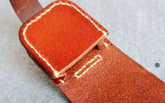 Mens Brown Leather Standard Zippo Lighter Cases Handmade Black Zippo Lighter Holder with Belt Clip - iwalletsmen