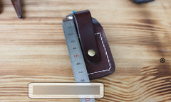 Handmade Mens Coffee Leather Slim Zippo Lighter Case Black Zippo Lighter Holder with Belt Loop - iwalletsmen