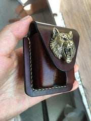 Coffee Handmade Leather Mens Classic Zippo Lighter Case Zippo Lighter Holder with Belt Loop for Men - iwalletsmen