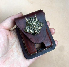 Coffee Handmade Leather Mens Classic Zippo Lighter Case Zippo Lighter Holder with Belt Loop for Men - iwalletsmen