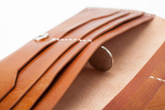 Brown Handmade Leather Mens Long Wallet Bifold Long Wallet Cellphone Wallet For Men - iwalletsmen