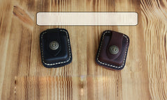 Handmade Black Leather Mens Classic Zippo Lighter Case Zippo Lighter Holder with Belt Clip - iwalletsmen