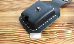 Mens Black Leather Classic Zippo Lighter Case Handmade Zippo Lighter Holder with Belt Clip - iwalletsmen