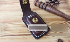 Handmade Mens Black Leather Slim Zippo Lighter Case Belt Zippo Lighter Holder with Belt Loop - iwalletsmen