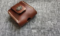 Handmade Mens Brown Leather Classic Zippo Lighter Case Star Zippo Lighter Holder with Belt Clip - iwalletsmen