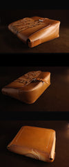 Brown Handmade Ganesha Tooled Leather Courier Bag Messenger Bag Side Bag For Men - iwalletsmen