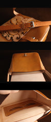 Brown Handmade Ganesha Tooled Leather Courier Bag Messenger Bag Side Bag For Men - iwalletsmen