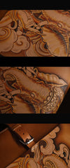 Brown Handmade Ganesha Tooled Leather Courier Bag Messenger Bag Side Bag For Men - iwalletsmen