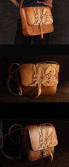Brown Handmade Ganesha Tooled Leather Courier Bag Messenger Bag Side Bag For Men - iwalletsmen
