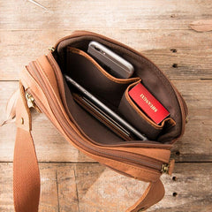 Brown Leather 8 inches Fanny Pack Hip Pack Mens Waist Bag Brown Chest Bag Bum Bag for Men - iwalletsmen