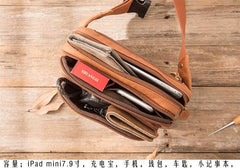 Brown Leather 8 inches Fanny Pack Hip Pack Mens Waist Bag Brown Chest Bag Bum Bag for Men - iwalletsmen
