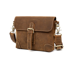 Cool Brown Leather 8 inches Mens Small Courier Bag Messenger Bags Postman Bags for Men - iwalletsmen