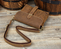 Cool Brown Leather 8 inches Mens Small Courier Bag Messenger Bags Postman Bags for Men - iwalletsmen