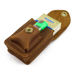 Brown Leather Cigarette Case Hard Cigarette Case Leather Cigarette Pouch with Belt Loop
