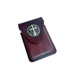 Cool Brown Leather Cigarette Case with Lighter Holder Cigarette Case Holder For Men - iwalletsmen