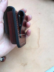 Cool Brown Leather Cigarette Case with Lighter Holder Cigarette Case Holder For Men - iwalletsmen