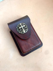 Cool Brown Leather Cigarette Case with Lighter Holder Cigarette Case Holder For Men - iwalletsmen