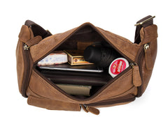 Brown Leather Barrel Fanny Pack Mens 8 inches Waist Bag Hip Pack Belt Bags Bumbags for Men - iwalletsmen
