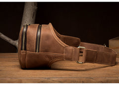 Vintage Brown Mens Leather Fanny Pack Waist Bag Leather Hip Pack Belt Bags Bumbag for Men - iwalletsmen