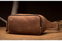 Vintage Brown Mens Leather Fanny Pack Waist Bag Leather Hip Pack Belt Bags Bumbag for Men - iwalletsmen