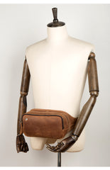 Vintage Brown Mens Leather Fanny Pack Waist Bag Leather Hip Pack Belt Bags Bumbag for Men - iwalletsmen