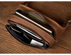 Vintage Brown Mens Leather Fanny Pack Waist Bag Leather Hip Pack Belt Bags Bumbag for Men - iwalletsmen