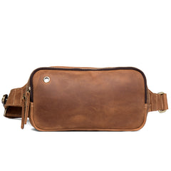 Vintage Brown Mens Leather Fanny Pack Waist Bag Leather Hip Pack Belt Bags Bumbag for Men - iwalletsmen