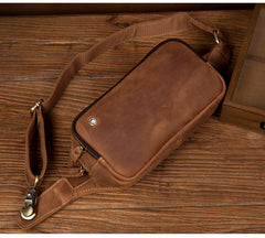 Vintage Brown Mens Leather Fanny Pack Waist Bag Leather Hip Pack Belt Bags Bumbag for Men - iwalletsmen
