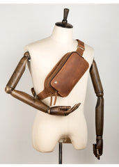 Vintage Brown Mens Leather Fanny Pack Waist Bag Leather Hip Pack Belt Bags Bumbag for Men - iwalletsmen