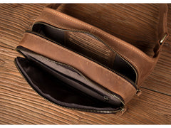 Vintage Brown Mens Leather Fanny Pack Waist Bag Leather Hip Pack Belt Bags Bumbag for Men - iwalletsmen