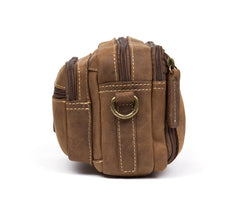 Cool Brown Leather Mens Small Side Bag Postman Bag Mini Messenger Bag for Men - iwalletsmen