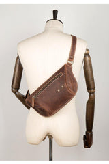 Cooll Mens Brown Leather Fanny Pack Mens Waist Bags Hip Pack Belt Bags Bumbags for Men - iwalletsmen