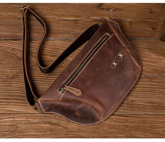 Cooll Mens Brown Leather Fanny Pack Mens Waist Bags Hip Pack Belt Bags Bumbags for Men - iwalletsmen