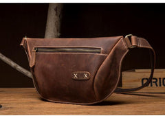 Cooll Mens Brown Leather Fanny Pack Mens Waist Bags Hip Pack Belt Bags Bumbags for Men - iwalletsmen
