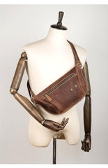 Cooll Mens Brown Leather Fanny Pack Mens Waist Bags Hip Pack Belt Bags Bumbags for Men - iwalletsmen