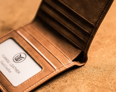 Brown Leather Men Slim Small Wallet Bifold Small Vintage Wallet for Men