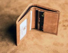 Brown Leather Men Slim Small Wallet Bifold Small Vintage Wallet for Men