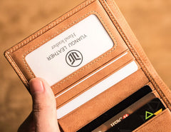 Brown Leather Men Slim Small Wallet Bifold Small Vintage Wallet for Men