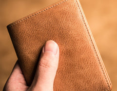 Brown Leather Men Slim Small Wallet Bifold Small Vintage Wallet for Men