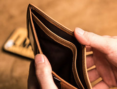 Brown Leather Men Slim Small Wallet Bifold Small Vintage Wallet for Men