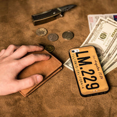 Brown Leather Men Slim Small Wallet Bifold Small Vintage Wallet for Men
