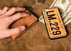 Brown Leather Men Slim Small Wallet Bifold Small Vintage Wallet for Men