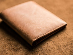 Brown Leather Men Slim Small Wallet Bifold Small Vintage Wallet for Men