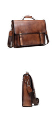 Brown Leather Men's Professional Briefcase 14‘’ Laptop Handbag Black Business Bag Messenger Bag For Men - iwalletsmen