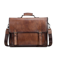 Brown Leather Men's Professional Briefcase 14‘’ Laptop Handbag Black Business Bag Messenger Bag For Men - iwalletsmen