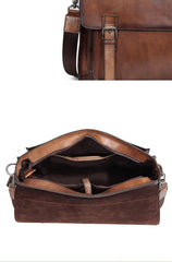 Brown Leather Men's Professional Briefcase 14‘’ Laptop Handbag Black Business Bag Messenger Bag For Men - iwalletsmen