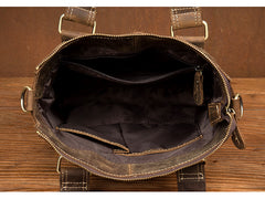 Vintage Brown Leather Mens 13 inches Vertical Briefcase Laptop Bags Business Bags Work Messenger Bag for Men - iwalletsmen