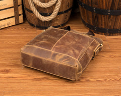 Brown Leather Mens 13 inches Briefcase Vertical Laptop Side Bags Business Bags Work Bags for Men - iwalletsmen