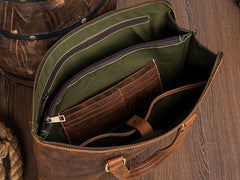 Brown Leather Mens 13 inches Briefcase Laptop Side Bag Business Bags Work Bags for Men - iwalletsmen